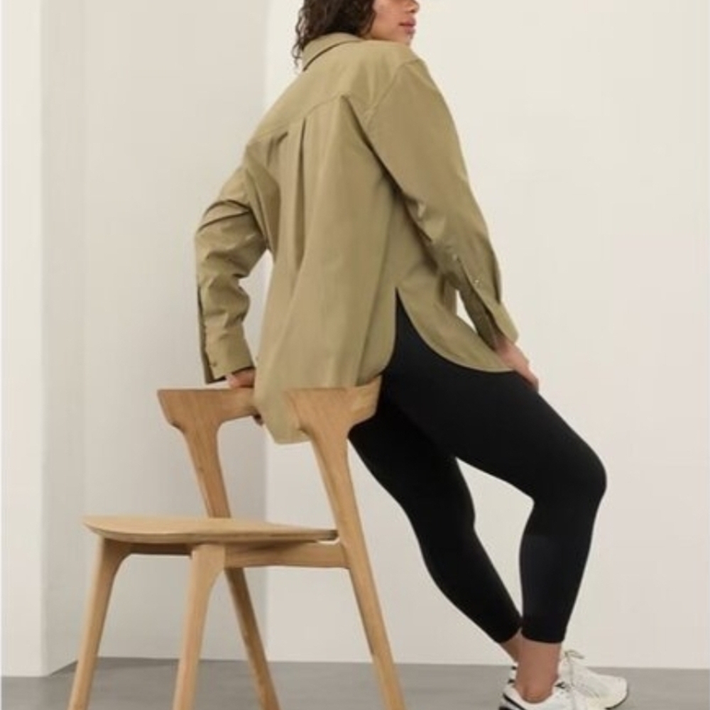 Athleta Midday Relaxed Shirt, Olive Branch, Medium Tall, NWT